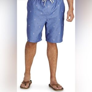 Men's Quick-Dry Swim Trunk size 4XL - blue with anchor  - NWOT